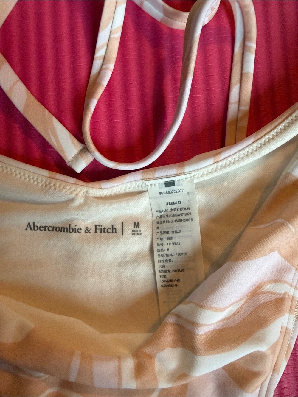 Abercrombie & Fitch Peach Swirl Triangle Bikini Set - Picture 2 of 5